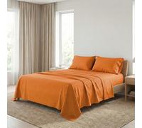 Tex family Completo Lenzuolo Strong Lenzuola Tinta Unita Arancio 100% Puro Cotone, Set Letto Tinta Unita Lavabile, Morbido, Confortevole, Made in Italy - Due Piazze