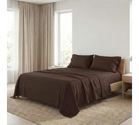 Tex family Completo Lenzuolo Strong Lenzuola Tinta Unita Marrone 100% Puro Cotone, Set Letto Tinta Unita Lavabile, Morbido, Confortevole, Made in Italy - Una Piazza