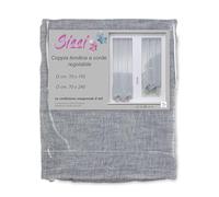 Tex family COPPIA tendina SISSI a VETRO MODERNA larga cm 70 Regolabile a Cordine GRIGIO - COPPIA (2 TELI) CM. 70X240