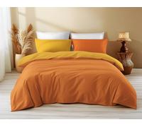 Tex family Copripiumino Double Face Arancione Scuro/Arancione Chiaro - 100% Cotone, Morbido e Traspirante, Made in Italy - Cm. 200x200-1 Piazza e Mezza
