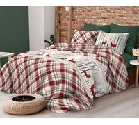 Tex family Copripiumino Fantasia Scozzese Cervo Rosso in Cotone Double Face | Matrimoniale 255x200 cm con 2 Federe | Lavabile