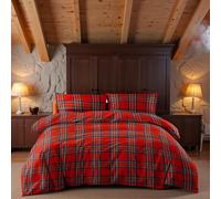 Tex family Copripiumino Scozzese Rosso - Set Letto in Puro Cotone 100% - Made in Italy, Stile Classico Tartan - Cm. 200X200
