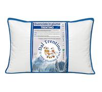 Tex family Cuscino in Piuma d'Oca Trentino 50x80 cm 1000 g - Guanciale Letto Morbido Sostegno Medio - Cotone Twill Anallergico Antipiuma OEKO-TEX - Prodotto Dal Trentino