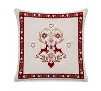 Tex family Federa Cuscino Arredo Tirolese 40x40 Cervi e Cuori Ecrù Bordeaux Made in Italy