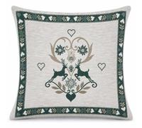 Tex family Federa per Cuscino Arredo Tirolese 40x40 Cervi e Cuori Ecrù Verde Made in Italy