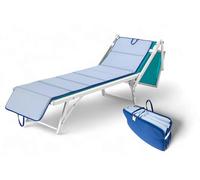 Tex family Materassino Pieghevole per Lettino Mare, Sdraio, Piscina, Double Face 52x200 e spessore 2 cm, con maniglie, colore Blu/Azzurro