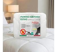 Tex family Piumino Estivo Ignifugo Classe 1IM Fuego, 1 Piazza e Mezza 200x200 cm, Microfibra Bianca, 100 g/m², Made in Italy