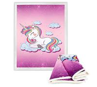 Tex family Plaid Coperta in Pile Sherpa Fantasy HD Unicorno Rosa