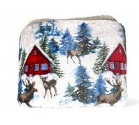 Tex family Plaid Sherpa Baita Alpina - Coperta Invernale Morbida Pile con Retro Agnellato - Cervi e Baite Innevate - 1 PIAZZA