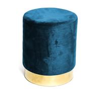 Tex family - Pouf Cilindrico in Velluto Blu | Eleganza senza Tempo | Morbidezza Estrema | Bordo Dorato, Blu