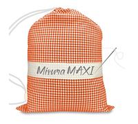 Tex Family - SACCO ASILO MAXI cm. 45x60 a QUADRETTI TINTO IN FILO con tela AIDA per ricamare il nome - Arancio - 1 unità