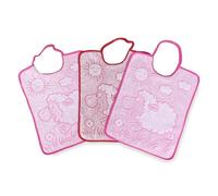 Tex family SET 3 Bavaglini BAVETTE bambino WOOLY cm. 29x35 bavaglio con elastico Puro cotone - 3 PEZZI Colori Bambina