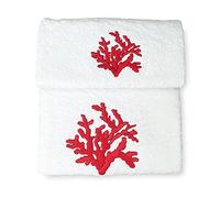 Tex family Set asciugamani in puro cotone made in italy (Corallo rosso)