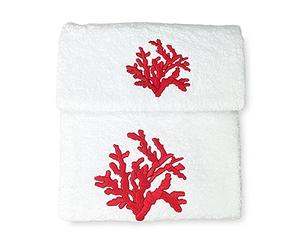 Tex family Set asciugamani in puro cotone made in italy (Corallo rosso)