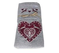 Tex family Set asciugamani in puro cotone made in italy (Cuore cervo grigio)