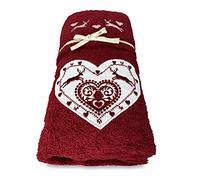 Tex family Set asciugamani in puro cotone made in italy (Cuore cervo rosso)