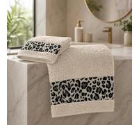 Tex family Set Asciugamani Spugna 2 Pezzi 100% Cotone Viso e Ospite con Balza 60x105 + 40x60 Made in Italy MACULATO Beige