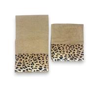 Tex family Set Asciugamani Spugna 2 Pezzi 100% Cotone Viso e Ospite con Balza 60x105 + 40x60 Made in Italy Leopardato