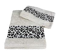 Tex family Set Asciugamani Spugna Jacquard 1+1 Viso e ospite MACULATO Beige Sacco Washy