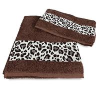 Tex family Set Asciugamani Spugna Jacquard 1+1 Viso e ospite MACULATO Marrone Sacco Washy