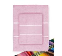 Tex family Set Asciugamani Spugna Tela Aida da ricamare Punto Croce 1+1 Viso E OSPITE con Filato in Omaggio - Rosa