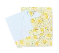 Tex family Set Asilo Pierino 4 Pezzi Sacco e Asciugamano e Bavaglino e BUSTINA Disegno Orsetto - Giallo