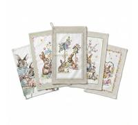 Tex family Strofinacci Cucina Pasquali Cotone Set 5 Pezzi 50x70 - Coniglietti e Uova - Made in Italy