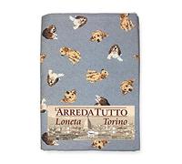 Tex family Telo ARREDO copritutto Gran Foulard COPRILETTO copridivano Tessuto DIGITY Cani Grigio Scuro in Puro Cotone - 2 Piazze