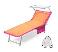 Tex family Telo Mare Lettino Teddy in Microfibra con Tasche Misura CM. 80 X 190 (Arancio)