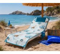 Tex family Telo Teddy Coralli e Pesci Telo Mare Lettino 62x185 in Microfibra con Tasche, Elastici e Cuscino