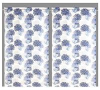 Tex family Tendina Vetro Moderna Larga 45 o 60 o 80 Coralli Blu Misto Lino Made in Italy - 1 Telo cm. 60x240