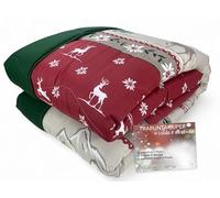 Tex family Trapunta Invernale Super Fantasia Baita - Stile Tirolese Rosso Verde - Microfibra Calda 300gr - Made in Italy - Cm. 220x260