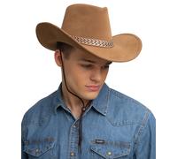 Texan Deluxe Camoscio Marrone Tradizionale Cowboy Hat Western Rodeo Costume Prop