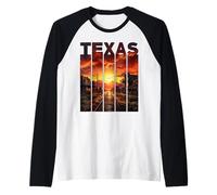 Texas 1845 Città dei Cowboy del Selvaggio West Maglia con Maniche Raglan