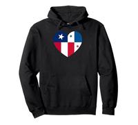 Texas And Panama Flags: Heart Shaped Unity Felpa con Cappuccio