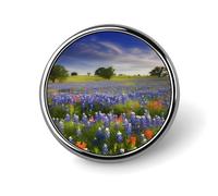Texas Bluebonnets - Spilla rotonda decorativa in lega di alluminio resistente, leggera per camicie, giacche, cappelli, uniformi, 2,5 cm