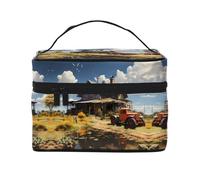 Texas Farm Tractor - Borsa per il trucco da donna, grande capacità, portatile, da viaggio, (22,9 x 16,5 x 15,7 cm), grande borsa per il trucco per ragazze