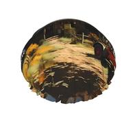 Texas Farm Tractor Cuffia da doccia stampata, riutilizzabile, appositamente progettata per i capelli lunghi delle donne, struttura a doppio strato, adatta per il bagno.