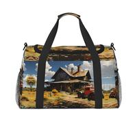 Texas Farm Tractor Print Large Hand Travel Bag, borsa tote impermeabile per donne, borsone sport palestra per uomo