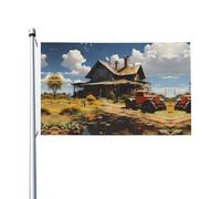 Texas Farm Tractor Prints Bandiera su entrambi i lati 3 x 5FT leggera e resistente al colore con asole Ideale per feste all'aperto e giardini.