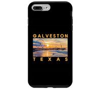 Texas galveston spiaggia molo parco divertimenti skyline nel tramonto Custodia per iPhone 7 Plus/8 Plus