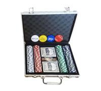 Texas Holdem Chips - Set di chip da poker, 4 x 0,33 cm, ABS PP con scatola in alluminio, set da 100 200 pezzi per Blackjack Card Club Entertainment, notturni divertenti e durevoli per