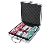 Texas Holdem Chips - Set di fiches da poker, 4 x 0,33 cm, ABS PP con scatola in alluminio, set da 100 200 pezzi per Blackjack Card Club Entertainment, per la notte divertente per giocatori