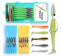 Texas Rig Kit 10 pezzi 3/8 oz con coda paddle swimbaits e custodia riutilizzabile Bait Rig Keeper Case, Quick-Fishing Bass Fishing Lures Kit
