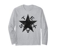 Texas Star Design Rustico per Texani e Fan dello Stato Maglia a Manica