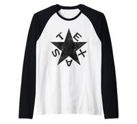Texas Star Design Rustico per Texani e Fan dello Stato Maglia con Maniche Raglan