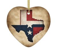 Texas State Flag Map con due stelle bianche stampa Natale ceramica ornamenti a forma di cuore sono una scelta ideale per le decorazioni natalizie.