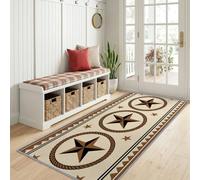 Texas - Tappeto passatoia a cinque strati, per corridoio, 75 x 200 cm | Tappeto da cucina antiscivolo, motivo geometrico con cerchi a corda, per corridoio, cucina, camera da letto