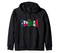 Texican Distressed Texas e Messico Bandiera Lettere Cactus Felpa con Cappuccio
