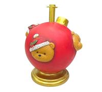 TexLom Base per Albero di Natale Decorativa a Forma di Sfera Rossa con Orsetto 36x35x50 cm - Supporto Copribase in Resina con Tubo in Metallo per Alberi Sintetici